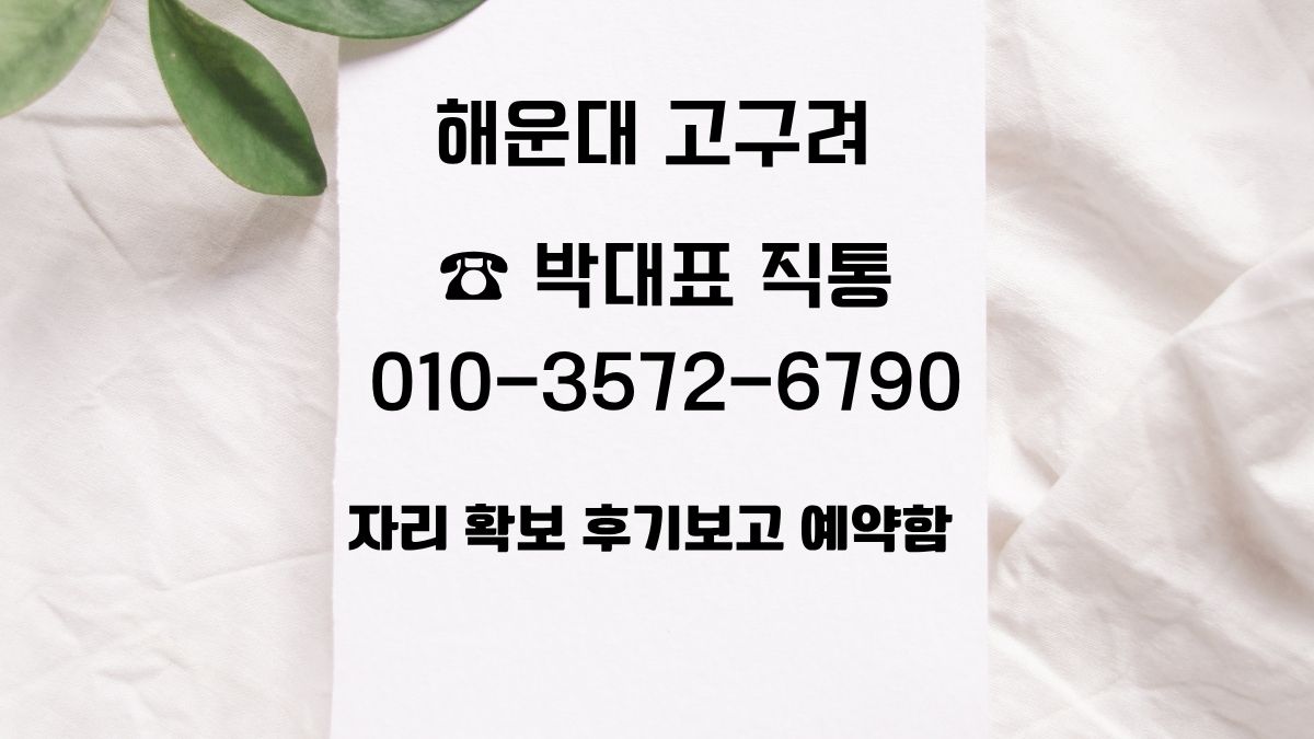 해운대 고구려 박대표 직통 번호 안내 배너(자리 확보·후기 확인 후 예약 문구)